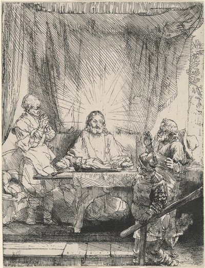 Christ at Emmaus: The Larger Plate by Rembrandt van Rijn