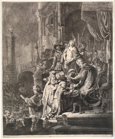 Jesus Before Pilate: Large Plate by Rembrandt van Rijn