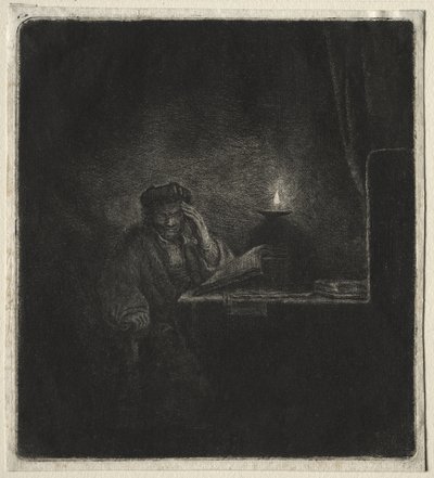 Copy of Student at a Table by Candlelight by Rembrandt van Rijn