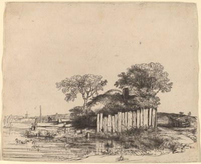 Cottage with a White Paling by Rembrandt van Rijn