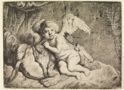 Cupid Resting, after a Painting Formerly Attributed to Rembrandt by Rembrandt van Rijn