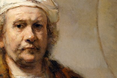 Detail of a Self-Portrait of Dutch Painter Rembrandt van Rijn by Rembrandt van Rijn