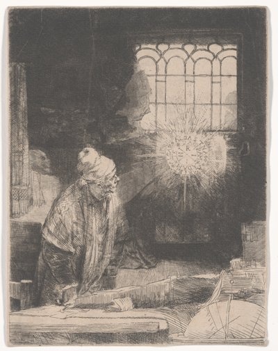 Faust in His Study Watching a Magic Disc, or A Scholar in His Study by Rembrandt van Rijn