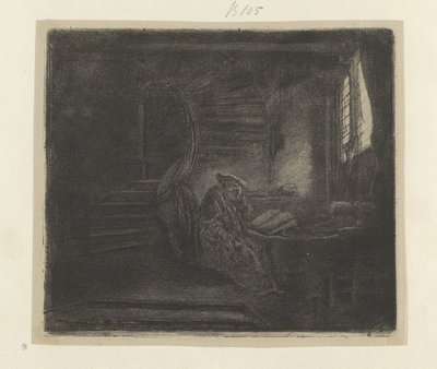 Hieronymus in a Dark Study Room by Rembrandt van Rijn