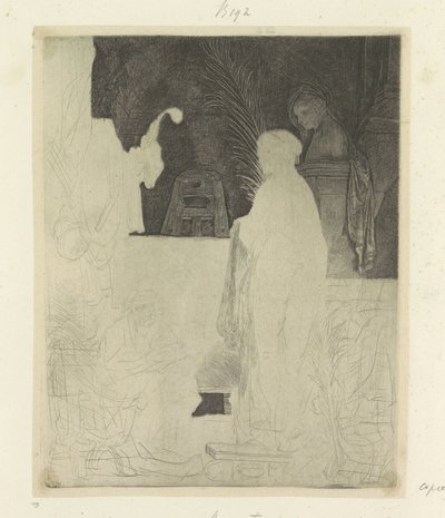 Artist Drawing from a Model by Rembrandt van Rijn