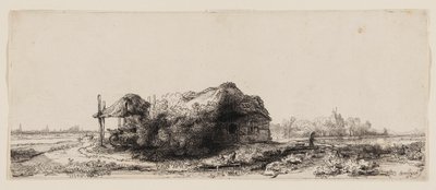Landscape with Cottages and a Hay Barn: Oblong by Rembrandt van Rijn