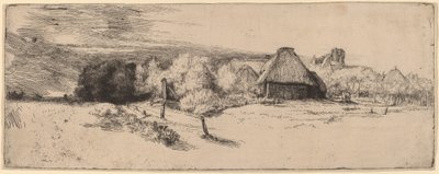 Landscape with Trees, Farm Buildings and a Tower by Rembrandt van Rijn