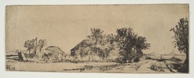 Landscape with a Farmhouse Along a Road Beside a Canal by Rembrandt van Rijn