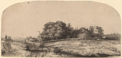 Landscape with a Hay Barn and a Flock of Sheep by Rembrandt van Rijn
