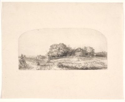 Landscape with a Hay Barn and a Flock of Sheep by Rembrandt van Rijn