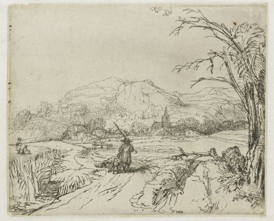 Landscape with Sportsman and Dogs by Rembrandt van Rijn