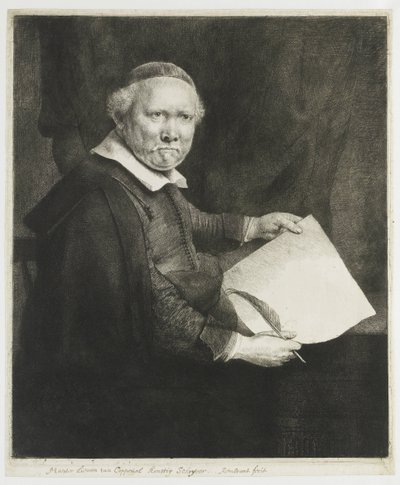 Lieven Willemsz. van Coppenol, Writing Master: The Larger Plate by Rembrandt van Rijn