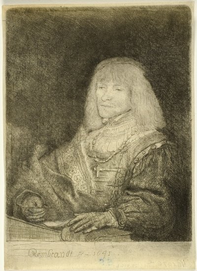 Man at a Desk Wearing a Cross and Chain by Rembrandt van Rijn