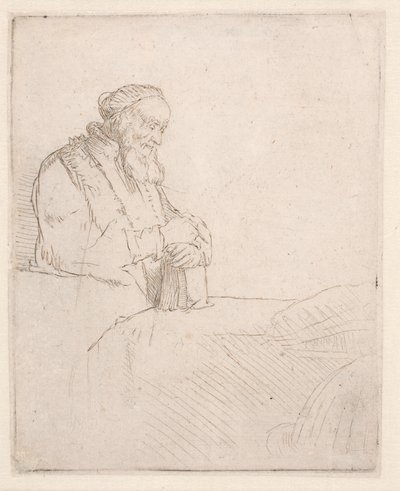 Old Man in Meditation, Leaning on a Book by Rembrandt van Rijn