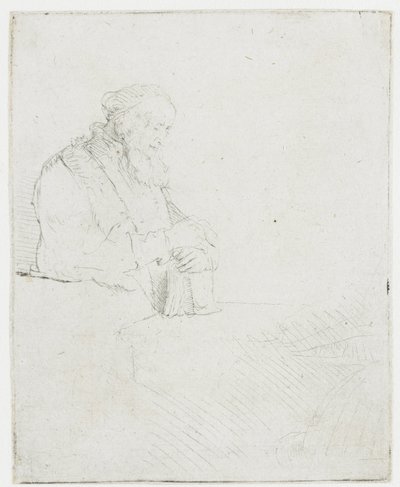 Old Man in Meditation, Leaning on a Book by Rembrandt van Rijn
