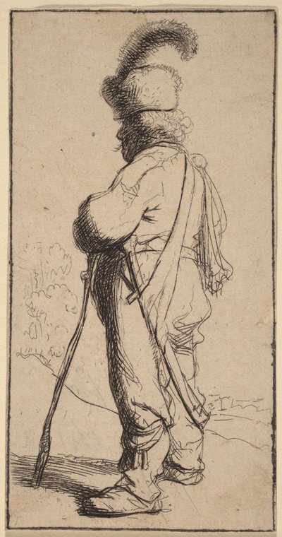 Polander Leaning on a Stick by Rembrandt van Rijn