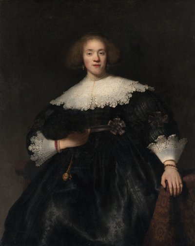 Portrait of a Young Woman with a Fan by Rembrandt van Rijn