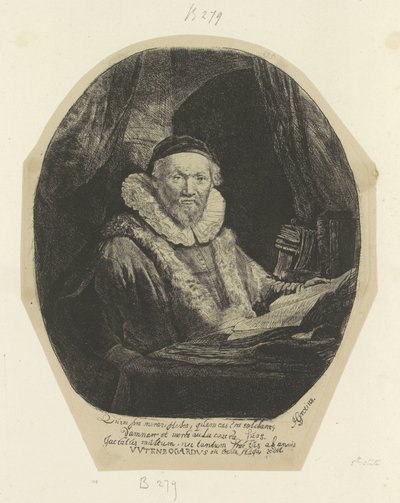 Portrait of the Remonstrant Minister Jan Wtenbogaert by Rembrandt van Rijn