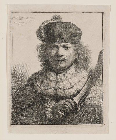 Rembrandt with Raised Sabre by Rembrandt van Rijn