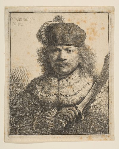 Rembrandt with Raised Sabre, 1634 by Rembrandt van Rijn