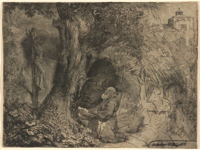 Saint Francis beneath a Tree Praying by Rembrandt van Rijn