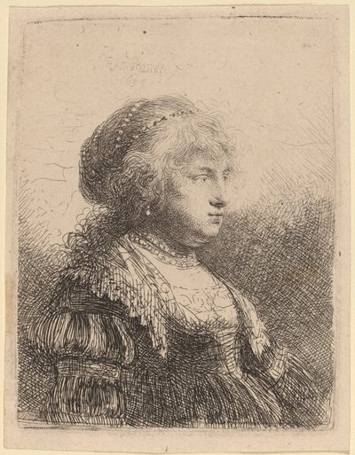 Saskia with Pearls in Her Hair by Rembrandt van Rijn