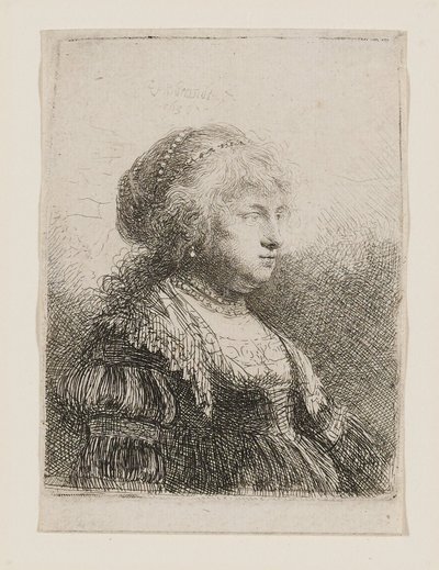 Saskia with Pearls in Her Hair by Rembrandt van Rijn