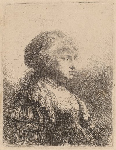 Saskia with Pearls in Her Hair, 1634 by Rembrandt van Rijn