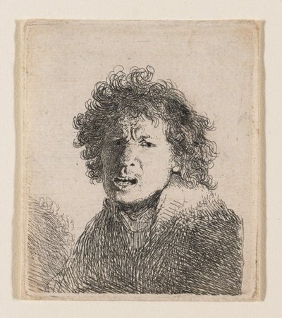 Self-Portrait as if Shouting by Rembrandt van Rijn