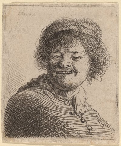 Self-Portrait in a Cap: Laughing by Rembrandt van Rijn