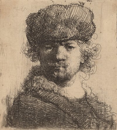 Self-Portrait in a Heavy Fur Cap by Rembrandt van Rijn