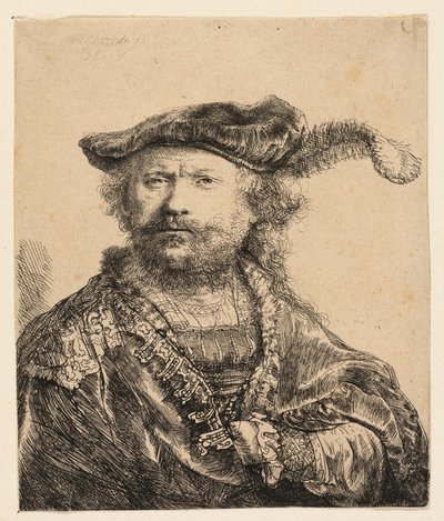 Self-Portrait in a Velvet Cap with Plume by Rembrandt van Rijn