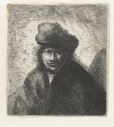 Self-Portrait in a Slant Fur Cap: Bust by Rembrandt van Rijn