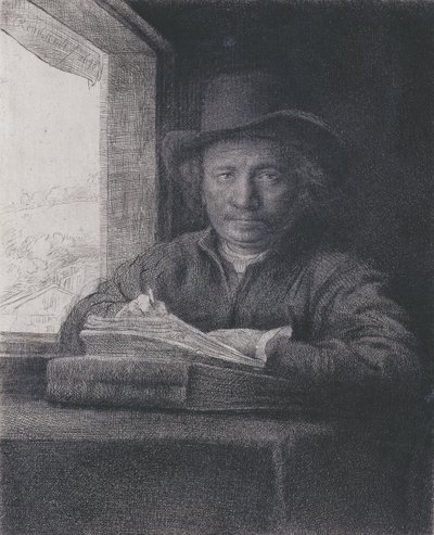 Self-portrait, Etching at a Window, 1648 by Rembrandt van Rijn