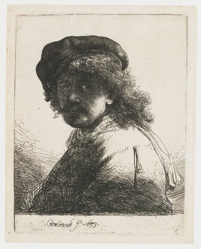 Self-portrait in a Cap and Scarf by Rembrandt van Rijn
