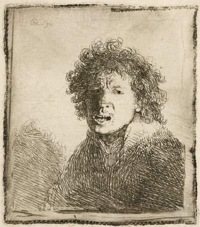 Self-portrait Open Mouthed, as if Shouting: Bust by Rembrandt van Rijn