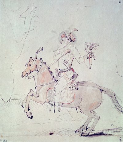 Shah Jehan with Falcon on Horseback by Rembrandt van Rijn
