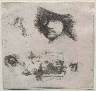 Sheet of Studies: Self-Portrait, a Beggar Couple, etc. by Rembrandt van Rijn
