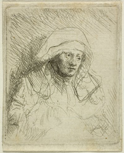 Sick Woman with a Large White Headdress (Saskia) by Rembrandt van Rijn