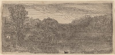 Small Gray Landscape: a House and Trees beside a Pool by Rembrandt van Rijn