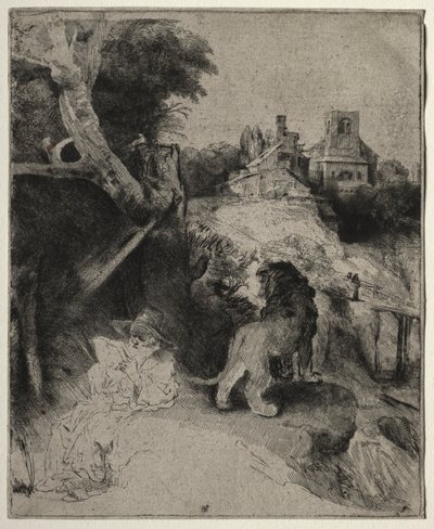 St. Jerome Reading in an Italian Landscape by Rembrandt van Rijn