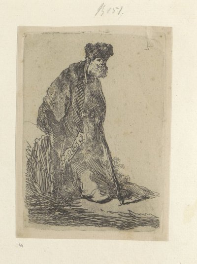 Standing Man with a Long Coat and Fur Hat by Rembrandt van Rijn