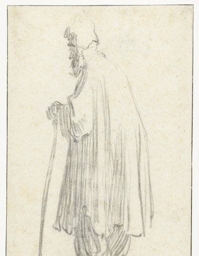 Standing Man with a Stick, Facing Left by Rembrandt van Rijn