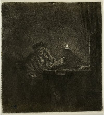 Student at a Table by Candlelight by Rembrandt van Rijn