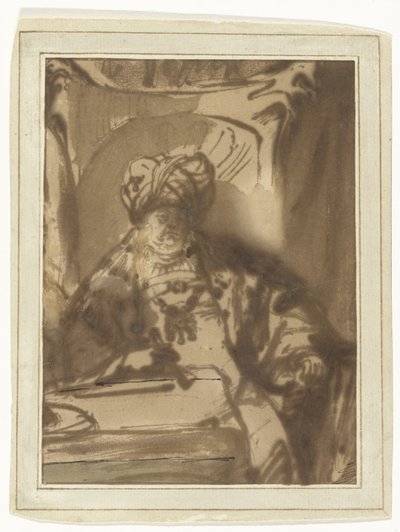 The Actor Willem Bartholsz Ruyter as King Ahasuerus on His Throne by Rembrandt van Rijn