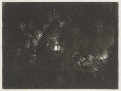 The Adoration of the Shepherds (detail) by Rembrandt van Rijn