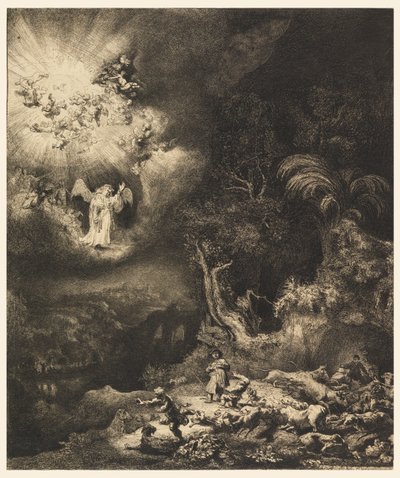 The Angel Appearing to the Shepherds by Rembrandt van Rijn