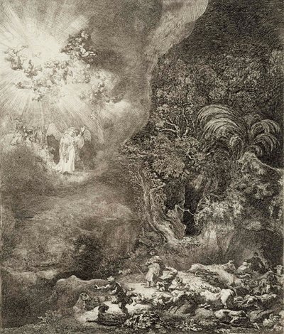 The Angel Appearing to the Shepherds by Rembrandt van Rijn