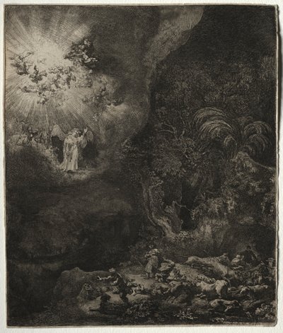 The Angel Appearing to the Shepherds by Rembrandt van Rijn