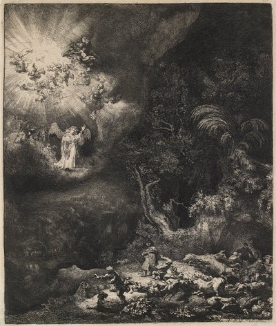 The Angel Appearing to the Shepherds, 1634 by Rembrandt van Rijn